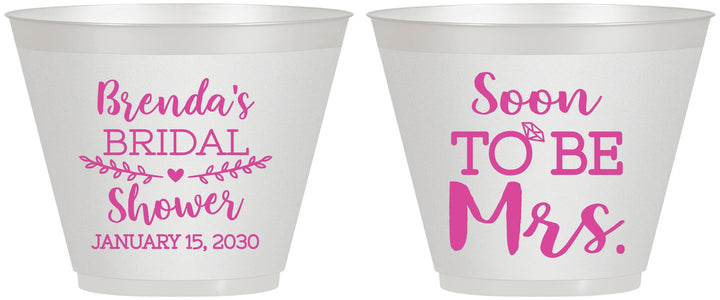 Custom Bridal Shower 9 oz Wine Frosted Cups - Soon To Be Mrs | 100013