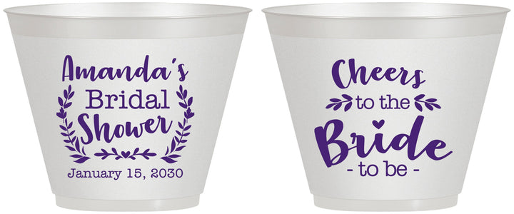 Custom Bridal Shower 9 oz Wine Frosted Cups - Cheers To The Bride | 100014
