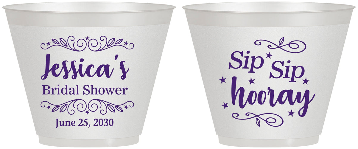 Custom Bridal Shower 9 oz Wine Frosted Cups - Sip Sip Hooray | 100016