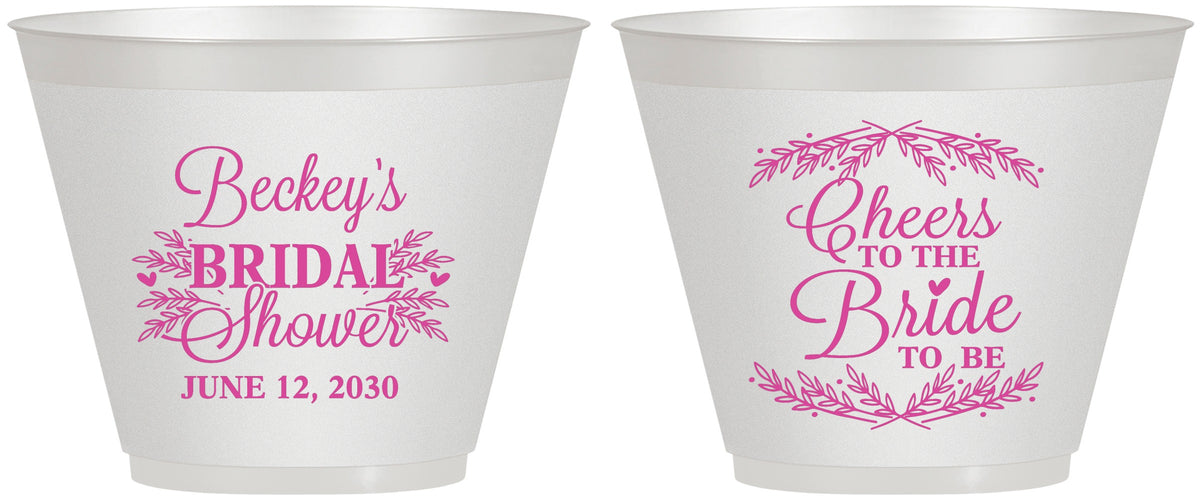 Custom Bridal Shower 9 oz Wine Frosted Cups - Cheers To The Bride | 100019