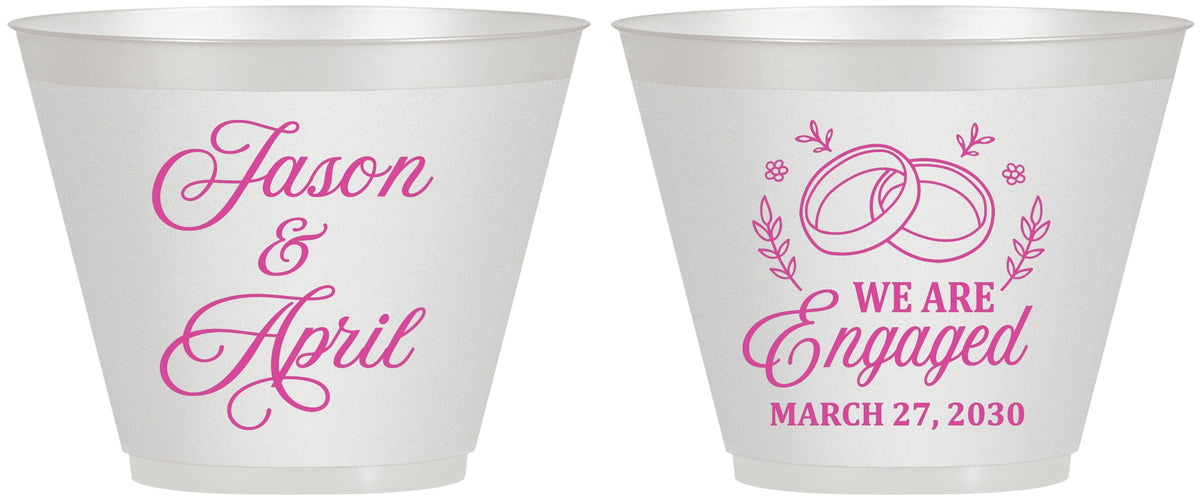 Custom Engagement 9 oz Wine Frosted Cups - We Are Engaged | 10003
