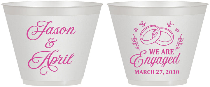 Custom Engagement 9 oz Wine Frosted Cups - We Are Engaged | 10003
