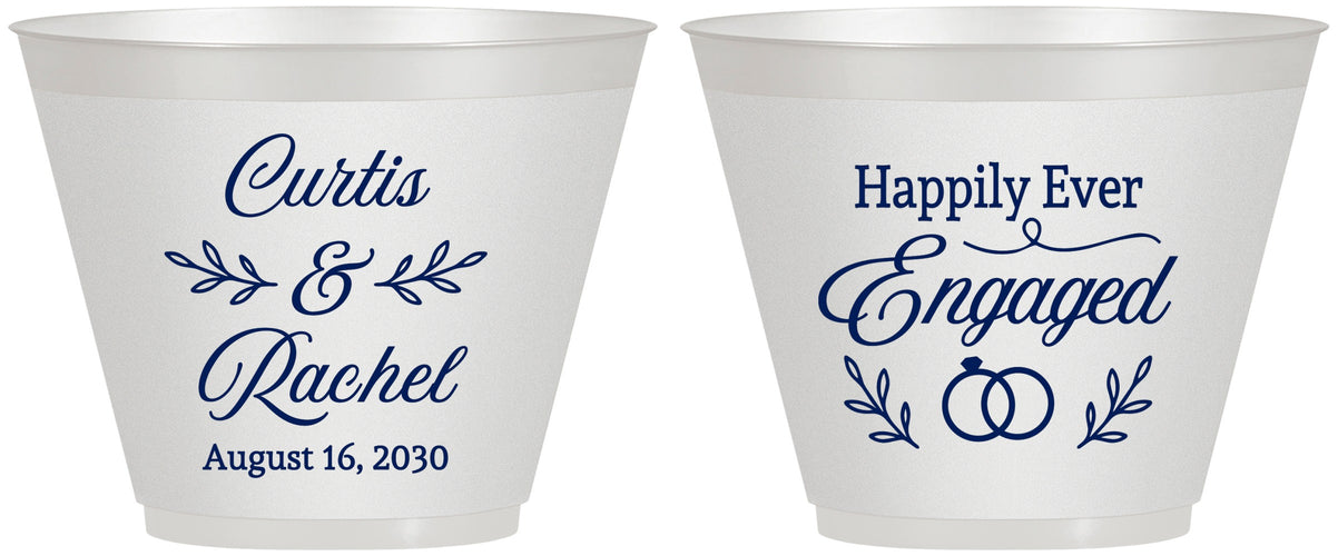 Custom Engagement 9 oz Wine Frosted Cups - Happily Ever Engaged | 10004