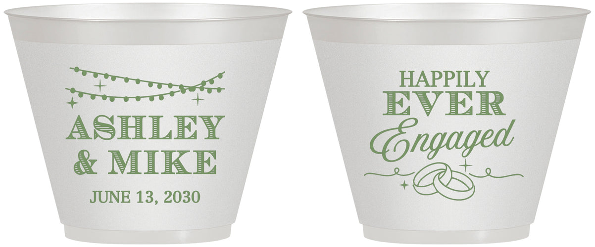 Custom Engagement 9 oz Wine Frosted Cups - Happily Ever Engaged | 10006