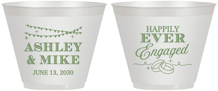 Custom Engagement 9 oz Wine Frosted Cups - Happily Ever Engaged | 10006