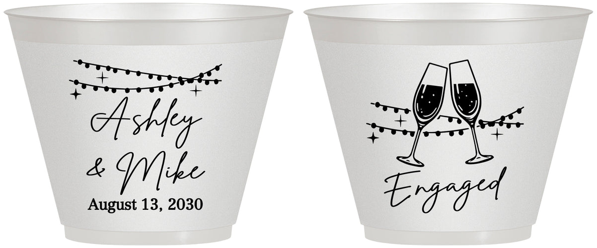 Custom Engagement 9 oz Wine Frosted Cups - Engaged | 10007