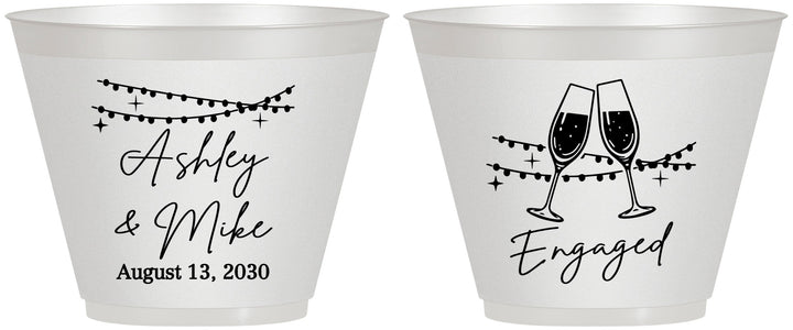 Custom Engagement 9 oz Wine Frosted Cups - Engaged | 10007