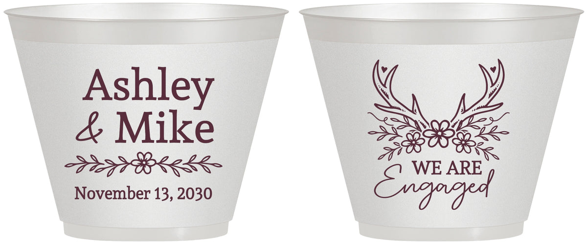 Custom Engagement 9 oz Wine Frosted Cups - We Are Engaged | 10009