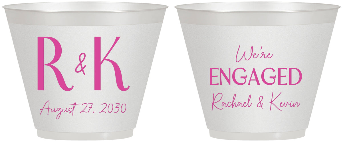 Custom Engagement 9 oz Wine Frosted Cups - We Are Engaged | 10011