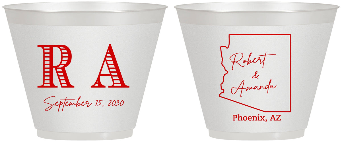 Custom Wedding 9 oz Wine Frosted Cups - Arizona | 102