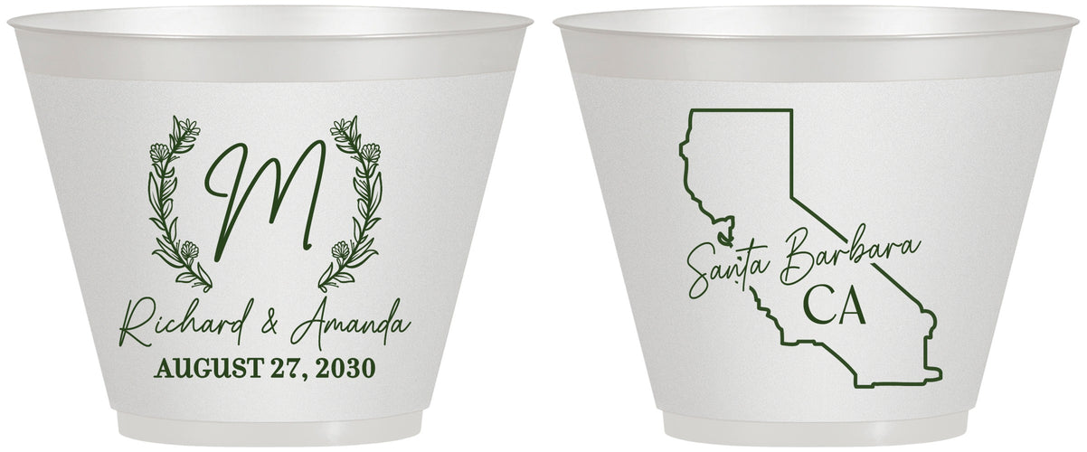 Custom Wedding 9 oz Wine Frosted Cups - California | 104