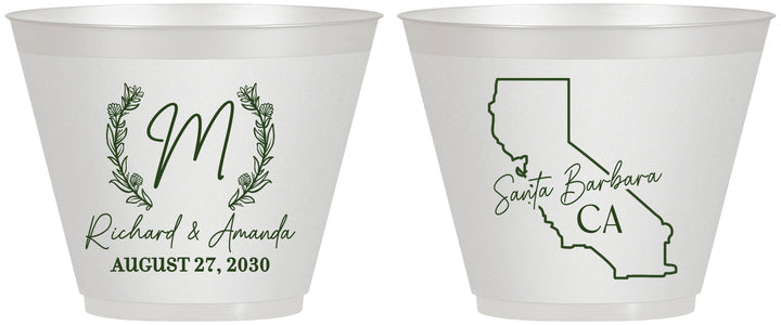 Custom Wedding 9 oz Wine Frosted Cups - California | 104