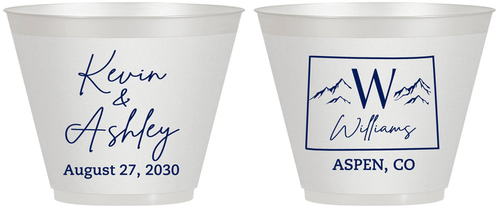 Custom Wedding 9 oz Wine Frosted Cups - Colorado | 105