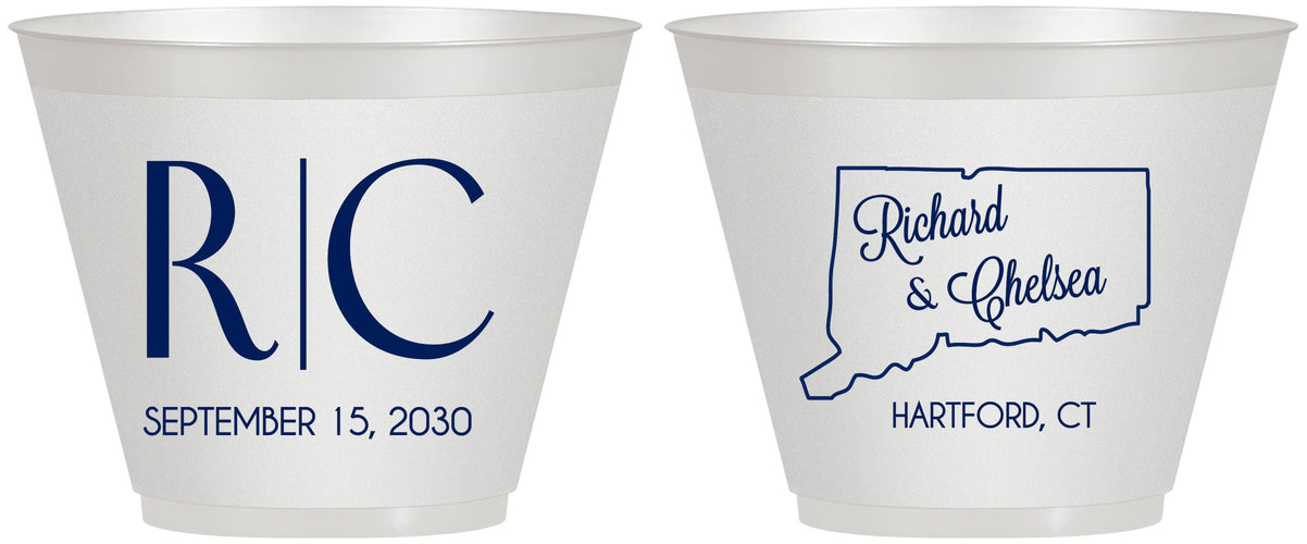 Custom Wedding 9 oz Wine Frosted Cups - Connecticut | 106