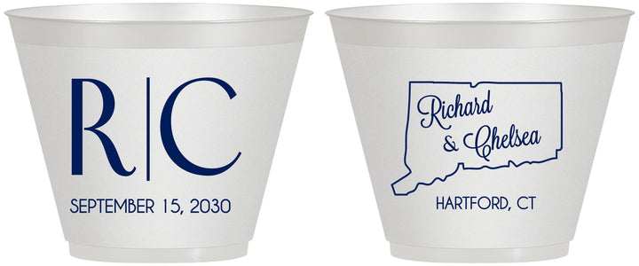 Custom Wedding 9 oz Wine Frosted Cups - Connecticut | 106