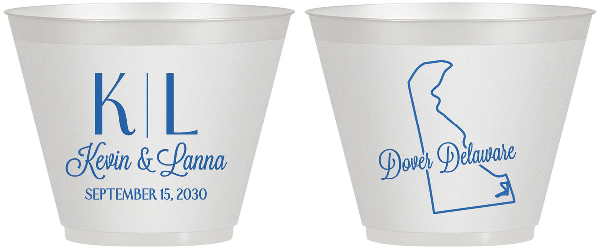 Custom Wedding 9 oz Wine Frosted Cups - Delaware | 107