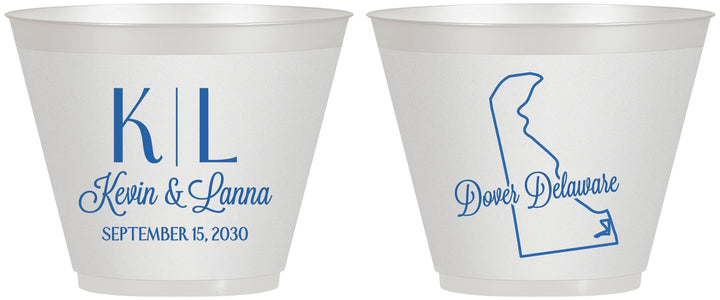 Custom Wedding 9 oz Wine Frosted Cups - Delaware | 107