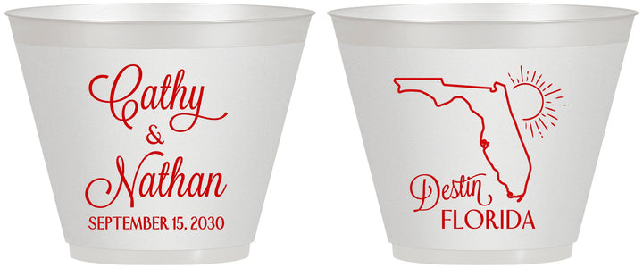 Custom Wedding 9 oz Wine Frosted Cups - Florida | 108