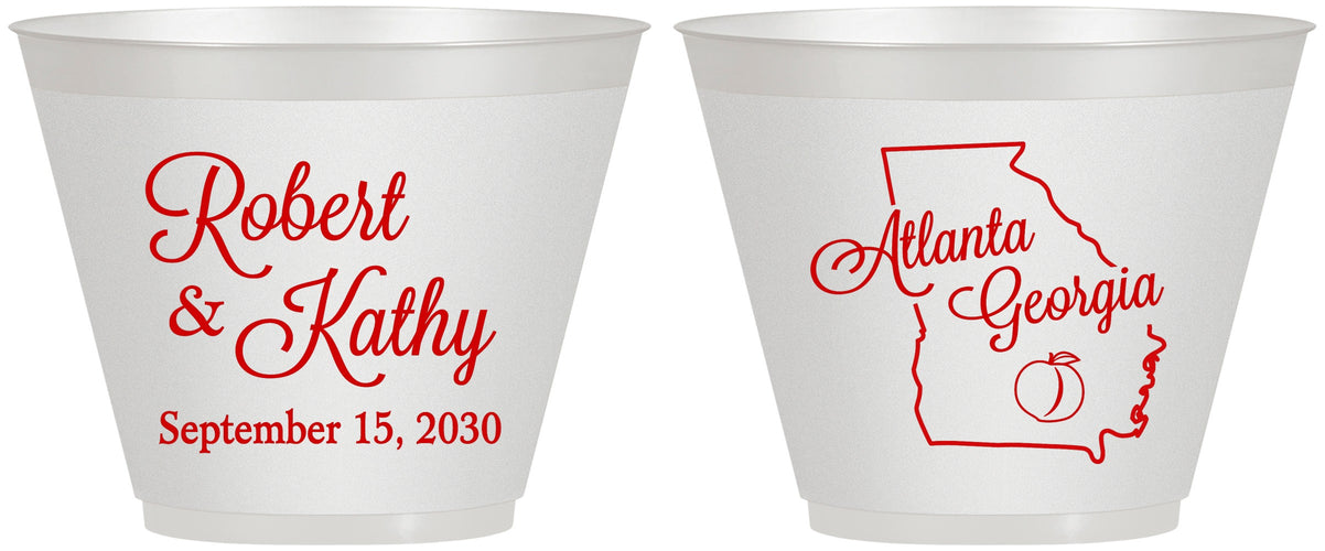 Custom Wedding 9 oz Wine Frosted Cups - Georgia | 109