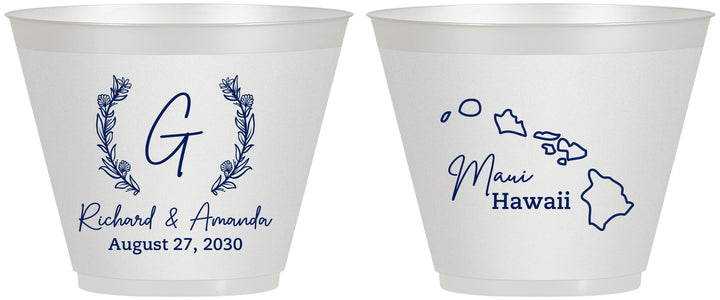 Custom Wedding 9 oz Wine Frosted Cups - Hawaii | 110