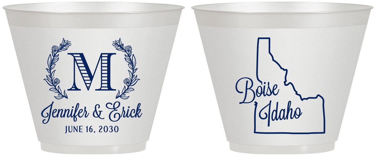 Custom Wedding 9 oz Wine Frosted Cups - Idaho | 111