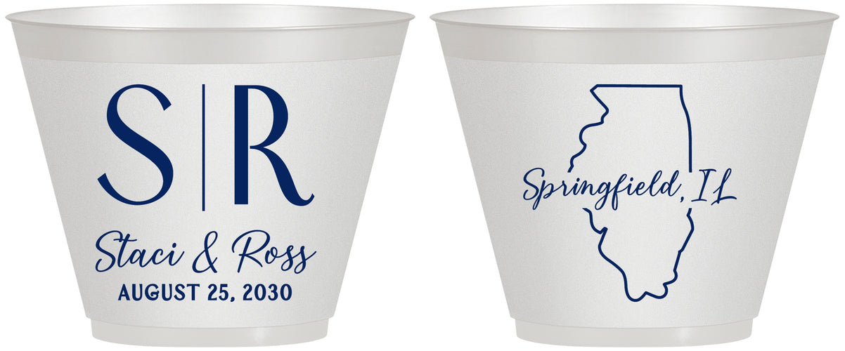 Custom Wedding 9 oz Wine Frosted Cups - Illinois | 112
