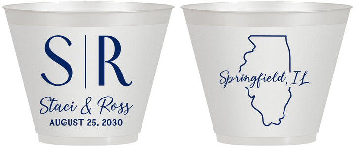 Custom Wedding 9 oz Wine Frosted Cups - Illinois | 112