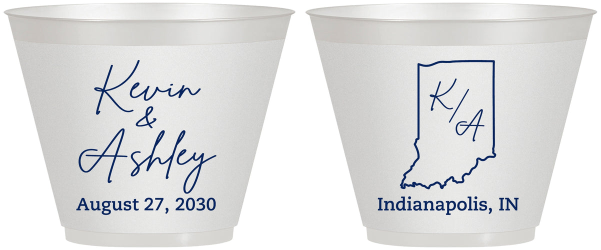 Custom Wedding 9 oz Wine Frosted Cups - Indiana | 113
