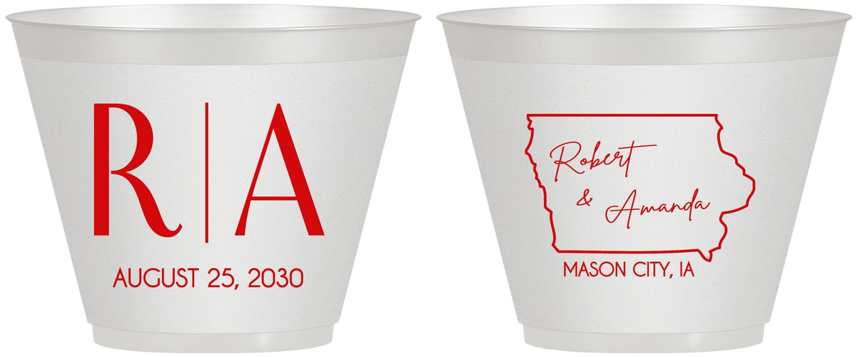 Custom Wedding 9 oz Wine Frosted Cups - Iowa | 114