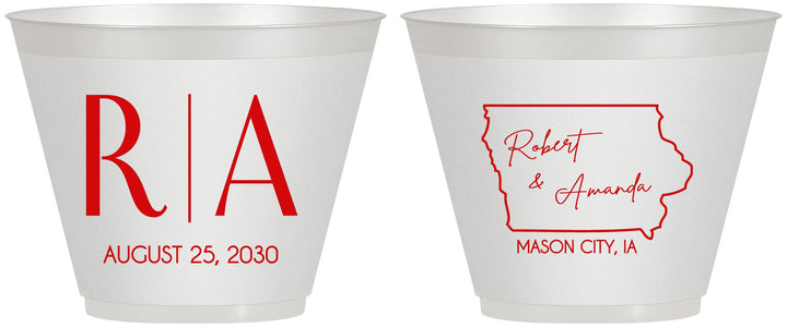 Custom Wedding 9 oz Wine Frosted Cups - Iowa | 114