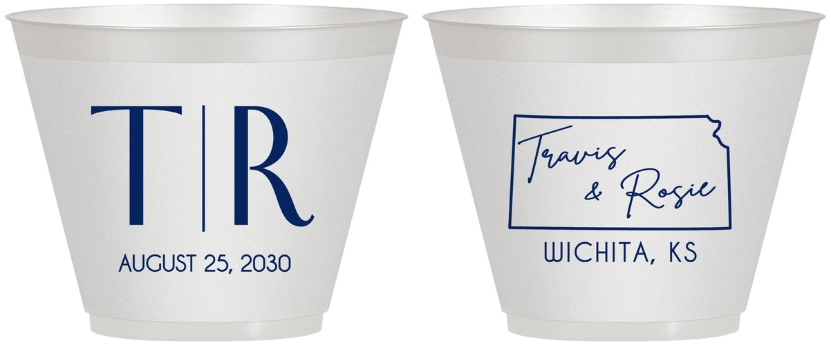 Custom Wedding 9 oz Wine Frosted Cups - Kansas | 115