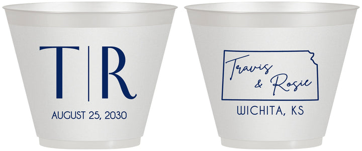Custom Wedding 9 oz Wine Frosted Cups - Kansas | 115