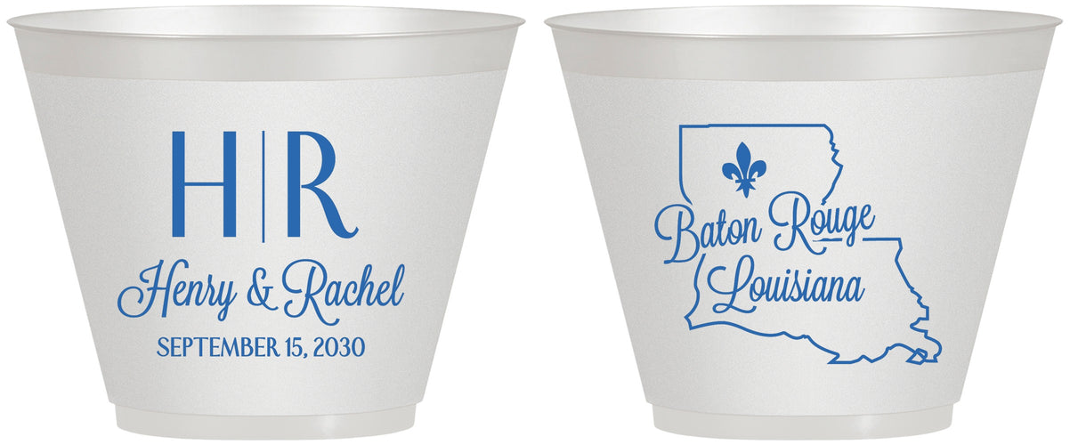 Custom Wedding 9 oz Wine Frosted Cups - Louisiana | 117