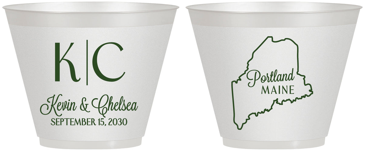 Custom Wedding 9 oz Wine Frosted Cups - Maine | 118
