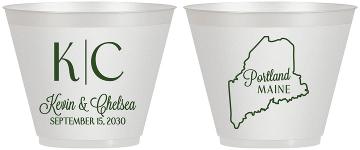 Custom Wedding 9 oz Wine Frosted Cups - Maine | 118