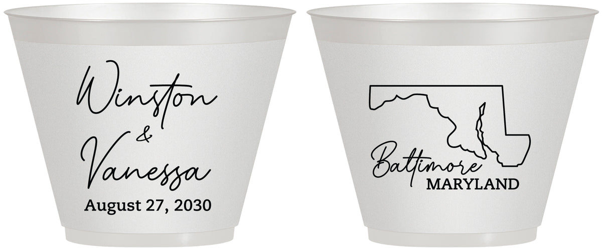 Custom Wedding 9 oz Wine Frosted Cups - Maryland | 119