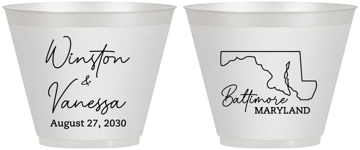 Custom Wedding 9 oz Wine Frosted Cups - Maryland | 119