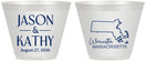 Custom Wedding 9 oz Wine Frosted Cups - Massachusetts | 120