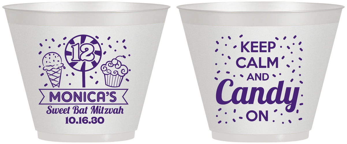 Custom Bat Mitzvah 9 oz Wine Frosted Cups - 12th Birthday Cupcake | 120001