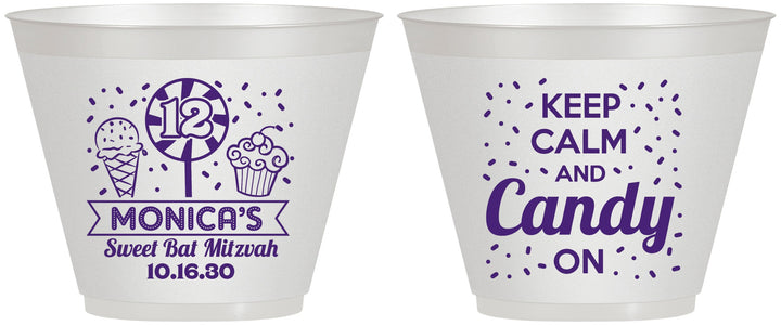 Custom Bat Mitzvah 9 oz Wine Frosted Cups - 12th Birthday Cupcake | 120001