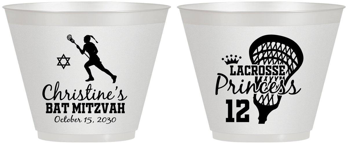 Custom Bat Mitzvah 9 oz Wine Frosted Cups - 12th Birthday Lacrosse | 120017