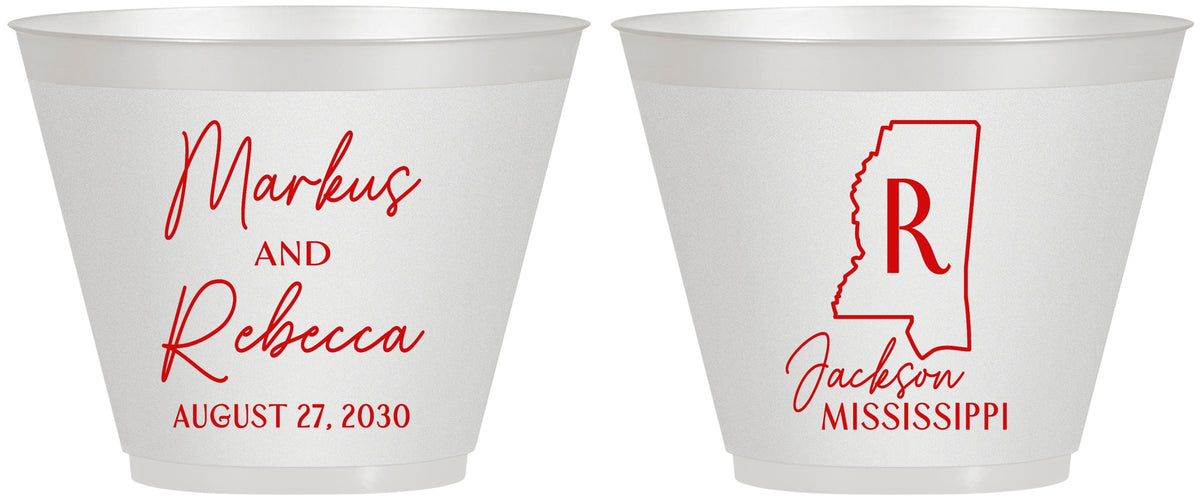 Custom Wedding 9 oz Wine Frosted Cups - Mississippi | 123