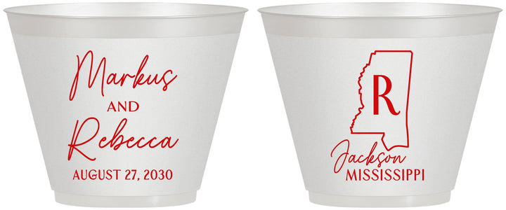 Custom Wedding 9 oz Wine Frosted Cups - Mississippi | 123