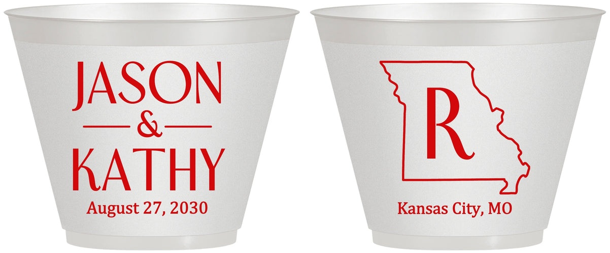 Custom Wedding 9 oz Wine Frosted Cups - Missouri | 124