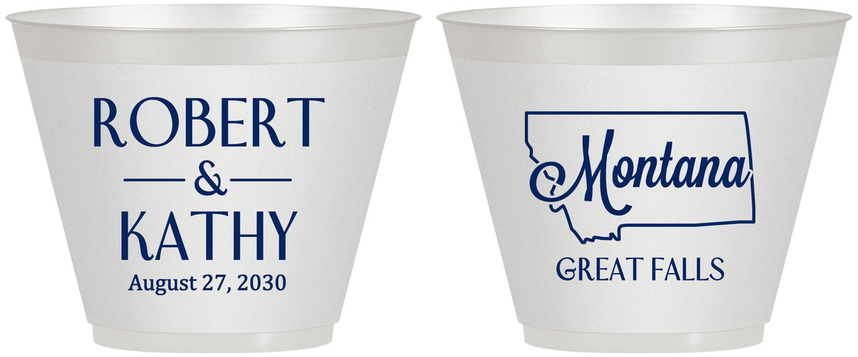 Custom Wedding 9 oz Wine Frosted Cups - Montana | 125