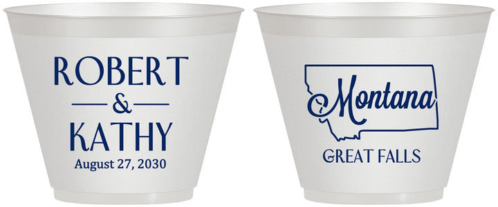 Custom Wedding 9 oz Wine Frosted Cups - Montana | 125