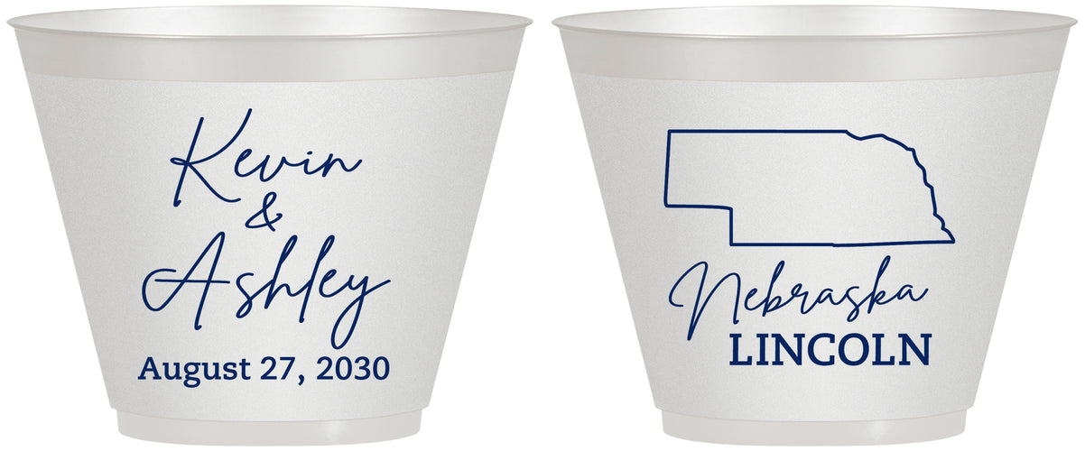 Custom Wedding 9 oz Wine Frosted Cups - Nebraska | 126
