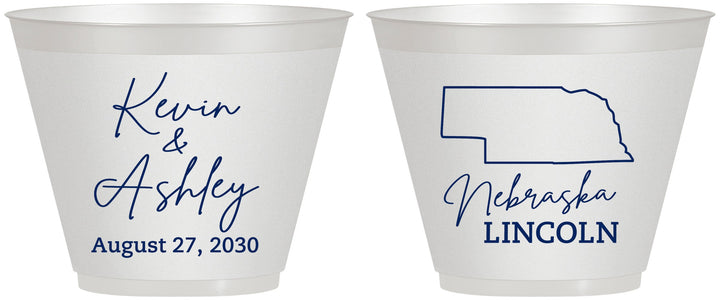 Custom Wedding 9 oz Wine Frosted Cups - Nebraska | 126