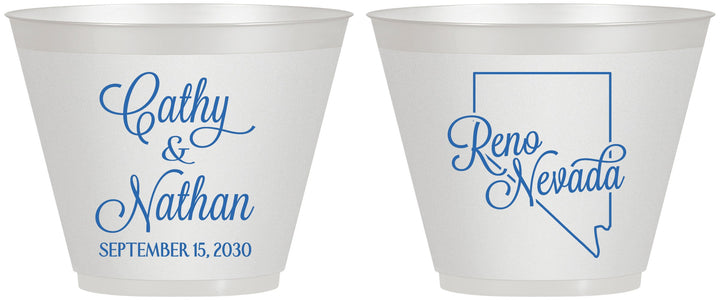 Custom Wedding 9 oz Wine Frosted Cups - Nevada | 127