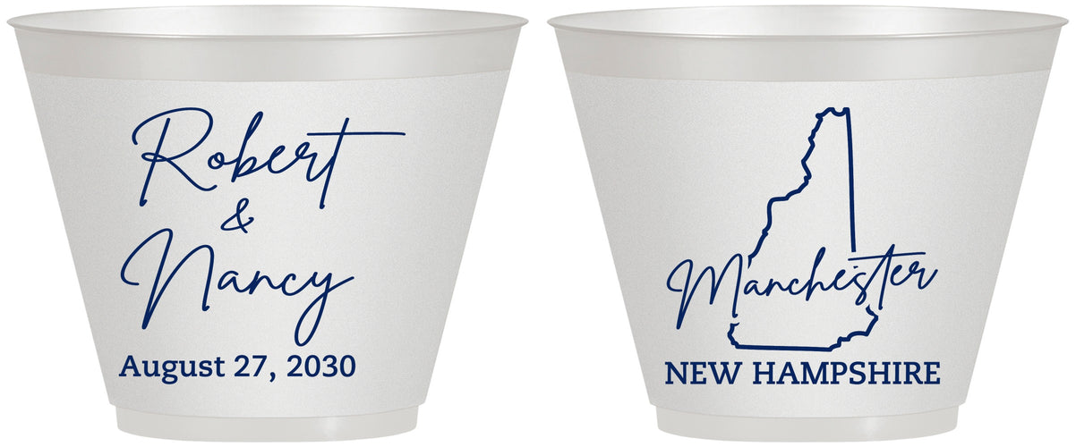Custom Wedding 9 oz Wine Frosted Cups - New Hampshire | 128